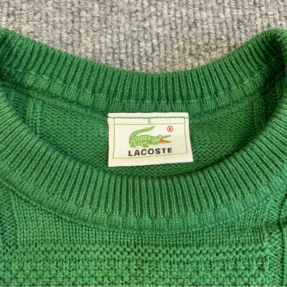 Vintage Lacoste Men's Textured Cable Knit Green Crewneck Sweater - Picture 2 of 7